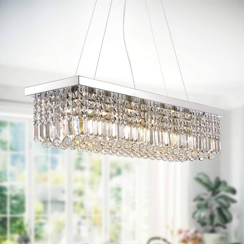 Rectangular Crystal Chandelier, L119cm(47")(10-Lights): image 1